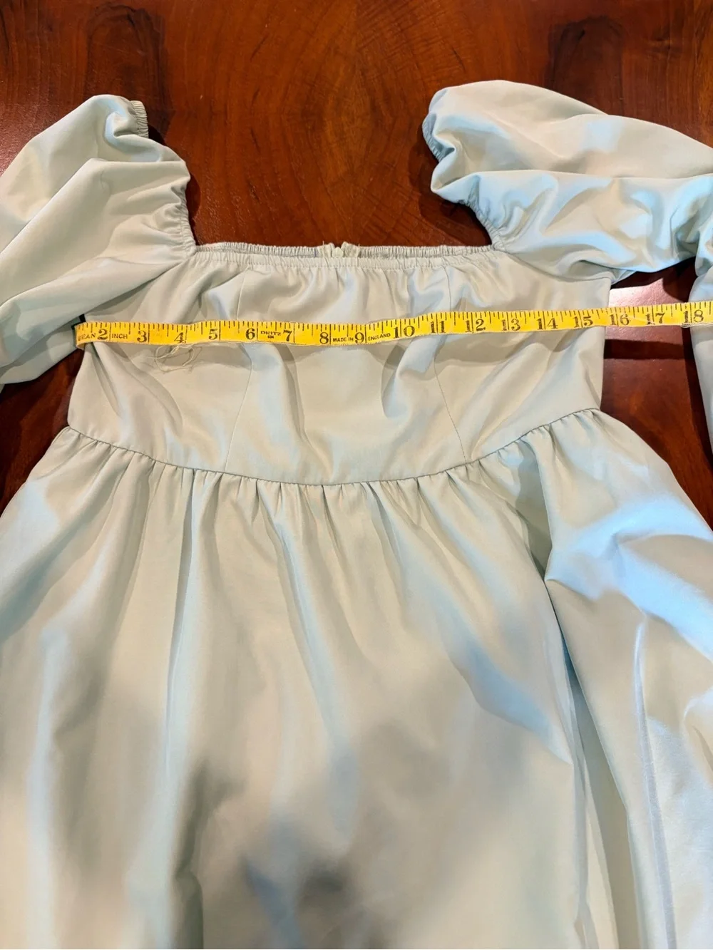 Ladies Sage Puff-Sleeve Square-Neck babydoll Dress, M - Picture 3 of 4